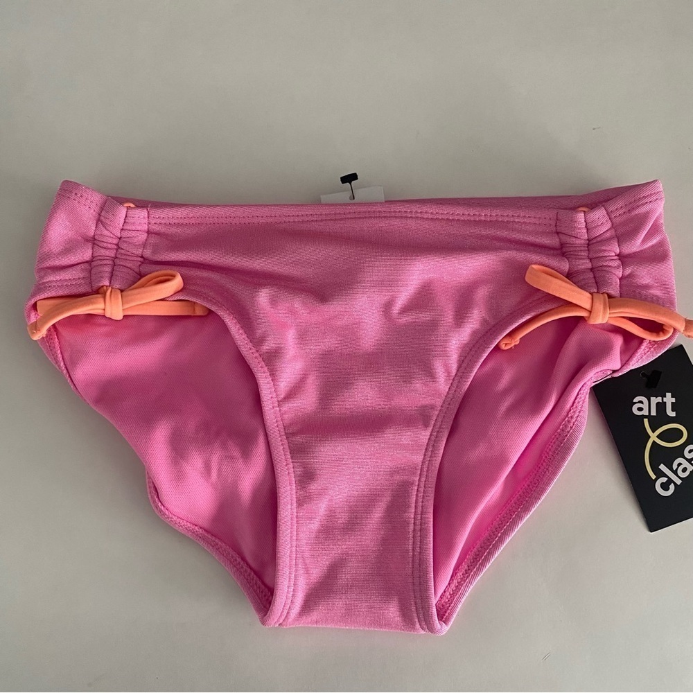 Girl’s 2 Piece Swimsuit Spaghetti Strap And Back Art Class Pink/Yellow Size L - Picture 3 of 8